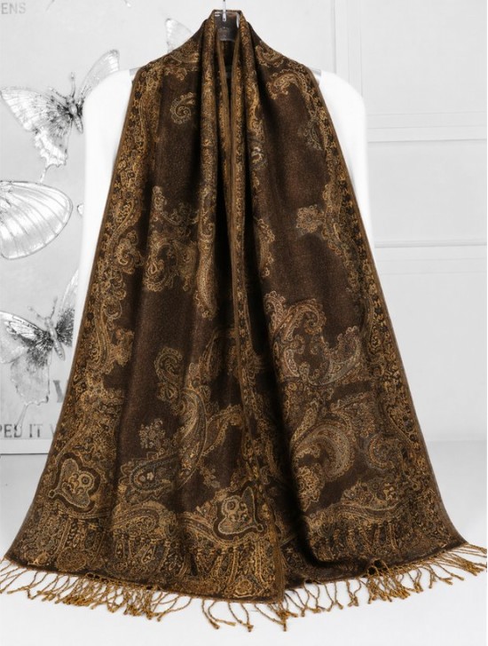 Multi-Tone Paisley Print Shawl Scraf 
