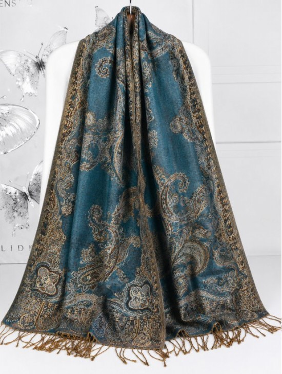 Multi-Tone Paisley Print Shawl Scraf 