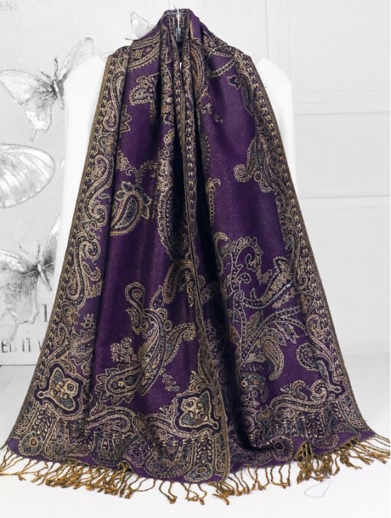Multi-Tone Paisley Print Shawl Scraf 