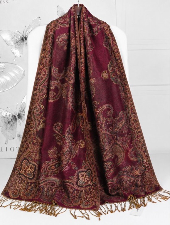 Multi-Tone Paisley Print Shawl Scraf 