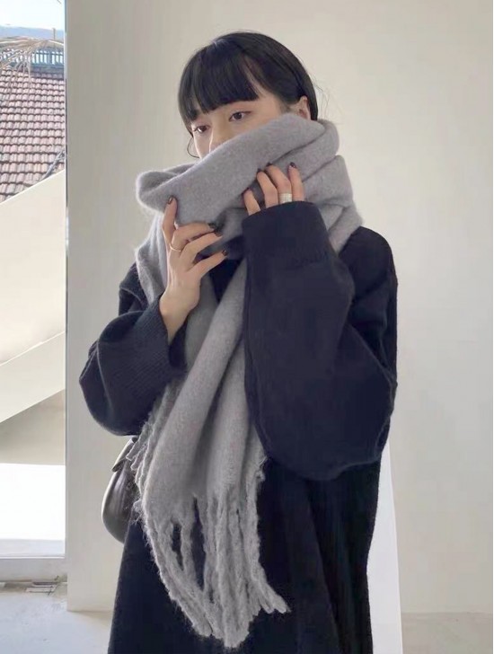 Soft Large Scarf w/ Braided Fringe