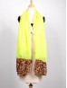 COLOUR BLOCK LEOPARD END LINEN SCARF