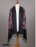 Multi-Colour Thread Flower Embroidery Pashmina Scarf W/ Tassels