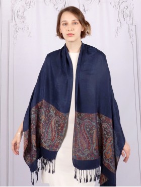 Paisley & Dot Print Scarf W/ Tassel