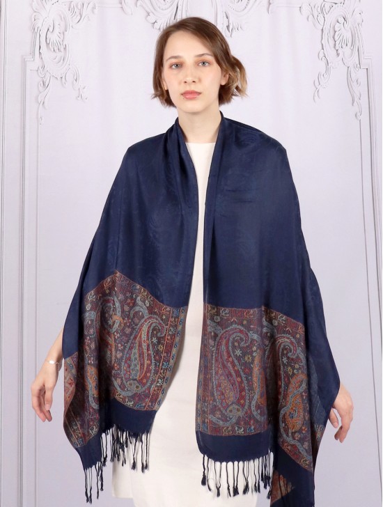 Paisley & Dot Print Scarf W/ Tassel