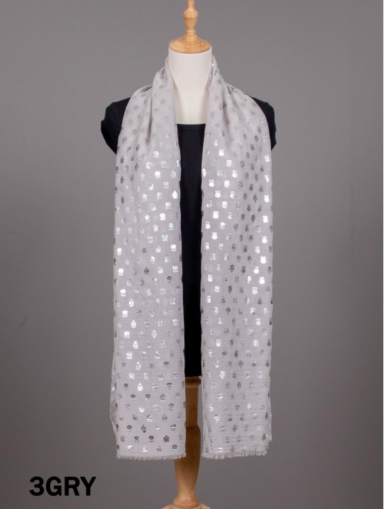 Metallic Owl Print Fashion Scarf