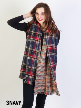 Plaid Print Blanket Scarf 
