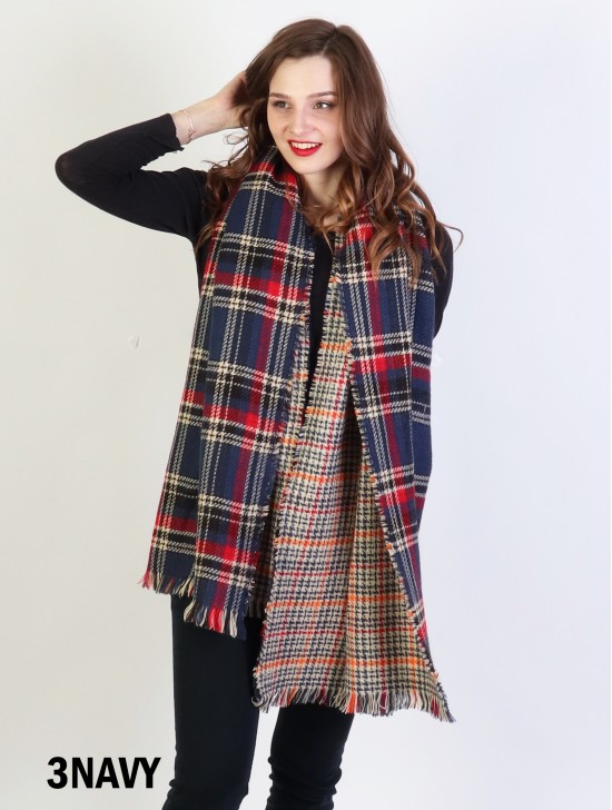 Plaid Print Blanket Scarf 