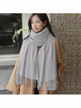 Premium Cashmere Feeling Solid Color Scarf W/ Tassels