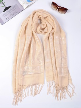 Lightweight Solid Color Scarf with Embroidered Edges