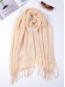 Lightweight Solid Color Scarf with Embroidered Edges