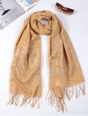 Lightweight Solid Color Scarf with Embroidered Edges