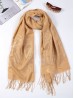 Lightweight Solid Color Scarf with Embroidered Edges