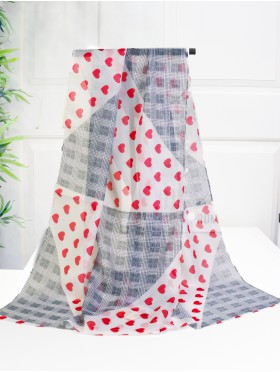 Chiffon Heart & Plaid Fashion Scarf