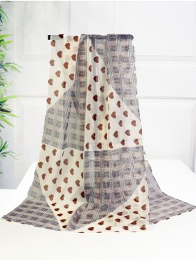 Chiffon Heart & Plaid Fashion Scarf