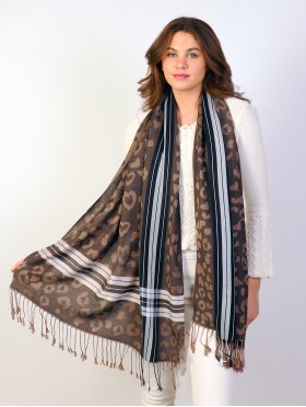 Leopard & Stripe Print Pashmina Scarf