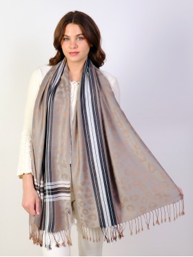 Leopard & Stripe Print Pashmina Scarf