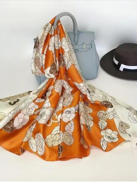Premium Silk Feeling Floral Designer Inspired Scarf