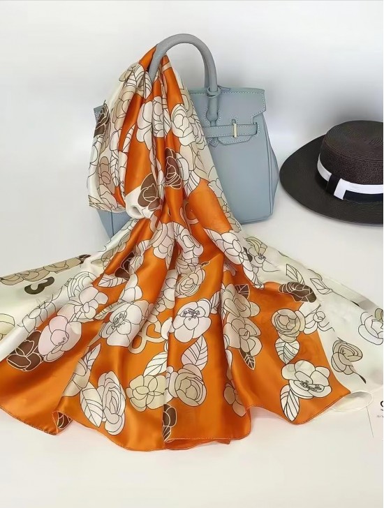 Premium Silk Feeling Floral Designer Inspired Scarf Premium Silk Feeling Floral Designer Inspired Scarf