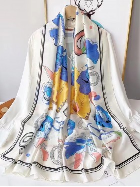 Premium Silk Feeling Spring Print Scarf