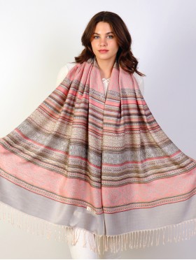 Striped Abstract Print Pashmina Scarf