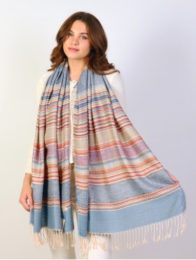 Striped Abstract Print Pashmina Scarf