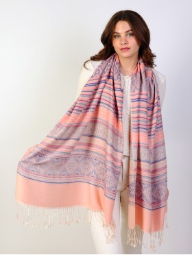 Striped Abstract Print Pashmina Scarf