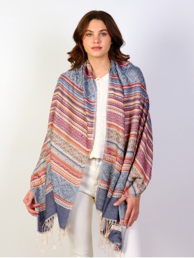 Striped Abstract Print Pashmina Scarf