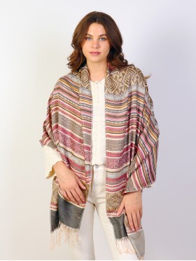 Striped Abstract Print Pashmina Scarf