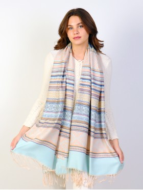 Striped Abstract Print Pashmina Scarf