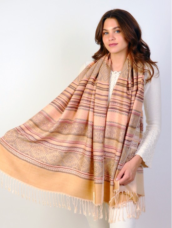 Striped Abstract Print Pashmina Scarf