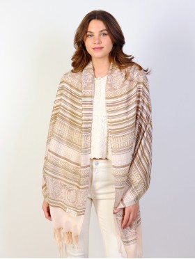 Striped Geometric Print Pashmina Scarf