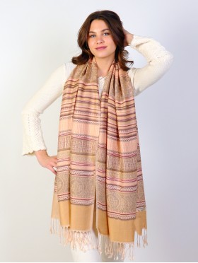 Striped Geometric Print Pashmina Scarf