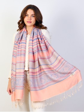 Striped Geometric Print Pashmina Scarf