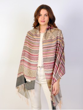 Striped Geometric Print Pashmina Scarf