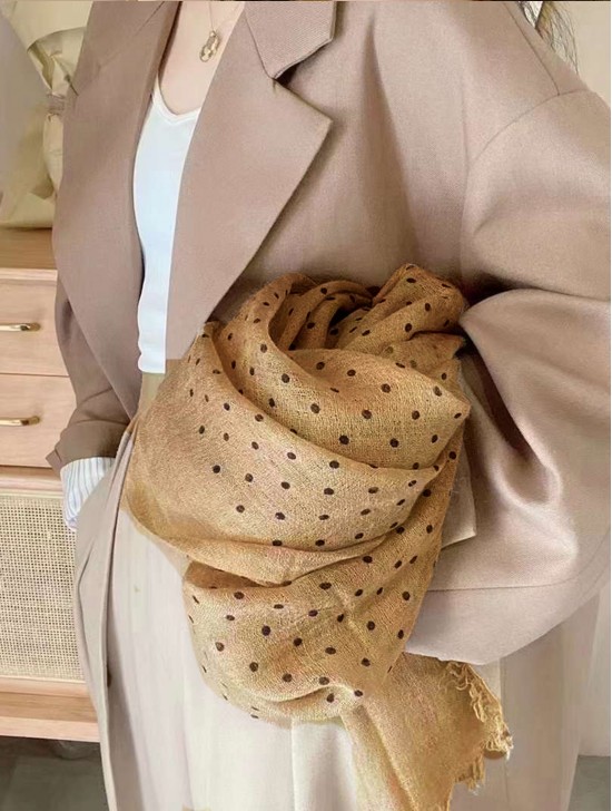 Wool & Cotton Super Soft Polka Dot Printed Scarf