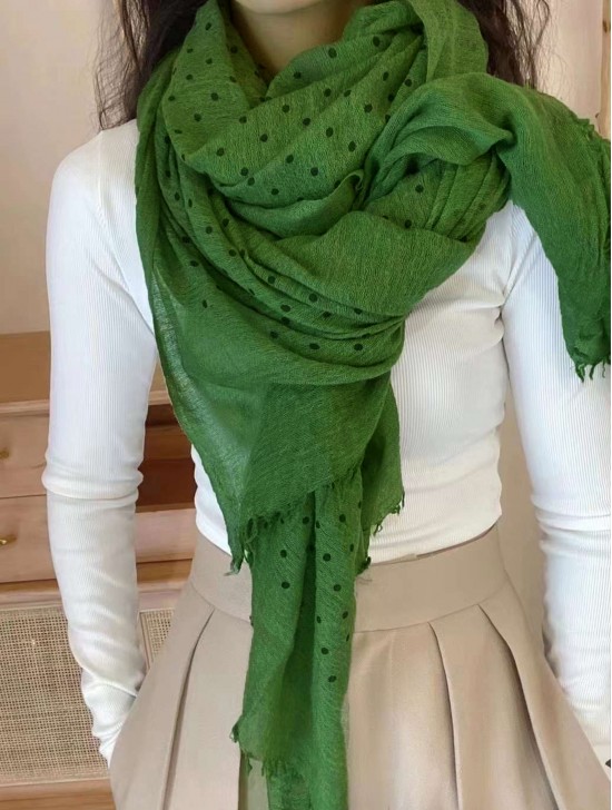 Wool & Cotton Super Soft Polka Dot Printed Scarf