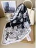 Silk Feeling Rose Patterned Square Scarf