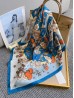 Silk Feeling Floral Patterned Square Scarf