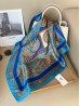 Silk Feeling Floral Patterned Square Scarf