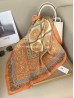 Silk Feeling Floral Patterned Square Scarf