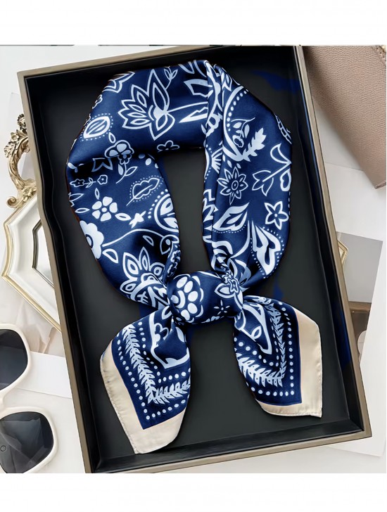 Silk Feeling Paisley Patterned Square Scarf Silk Feeling Paisley Patterned Square Scarf