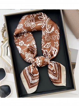 Silk Feeling Paisley Patterned Square Scarf