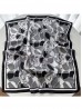 Silk Feeling Floral Patterned Square Scarf