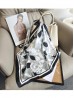 Silk Feeling Floral Patterned Square Scarf