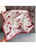 Silk Feeling Floral Patterned Square Scarf