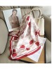 Silk Feeling Floral Patterned Square Scarf Silk Feeling Floral Patterned Square Scarf