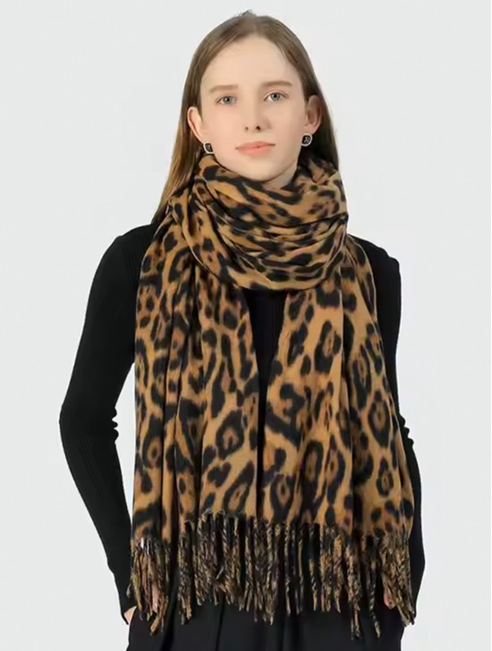 Soft Leopard Print Blanket Scarf