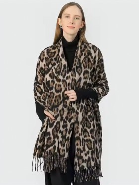 Soft Leopard Print Blanket Scarf