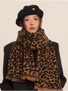 Soft Leopard Print Blanket Scarf